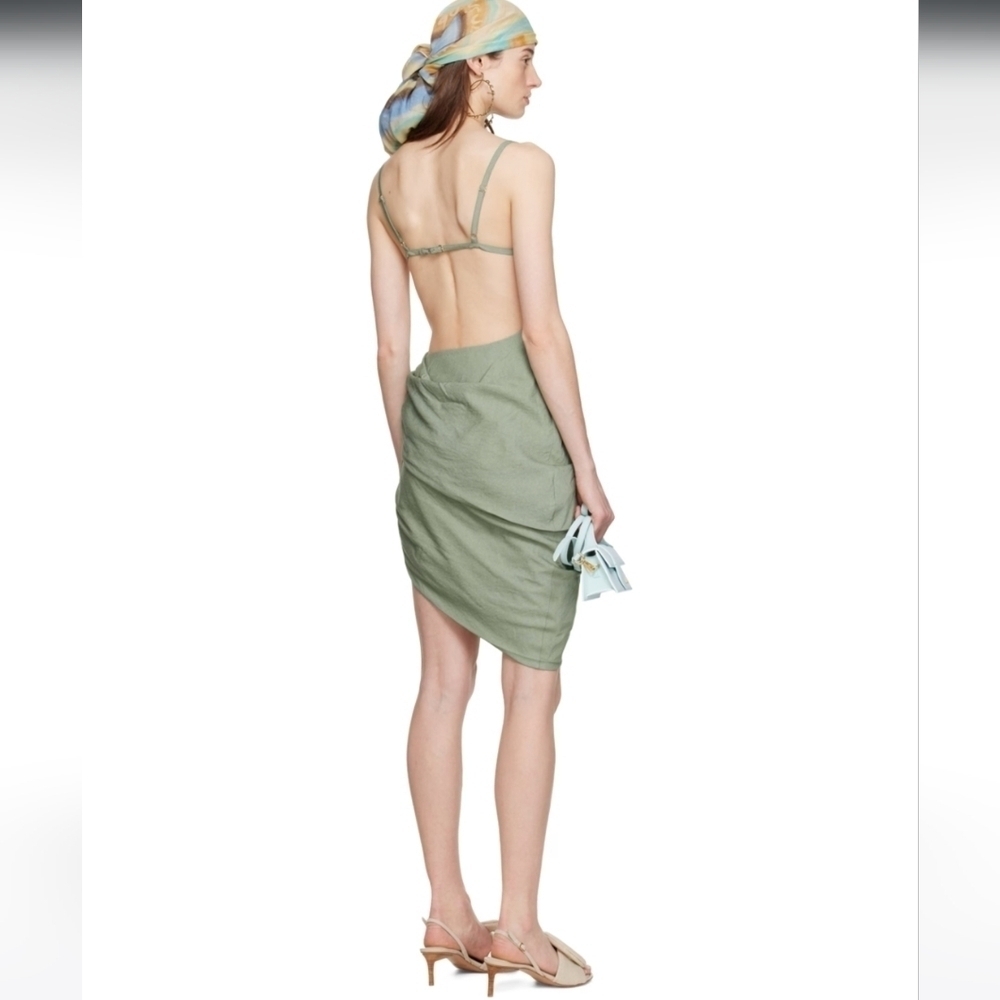 JACQUEMUS Khaki 'La Robe Saudade' Minidress size XXS (32) BNWT with defect - Picture 3 of 13